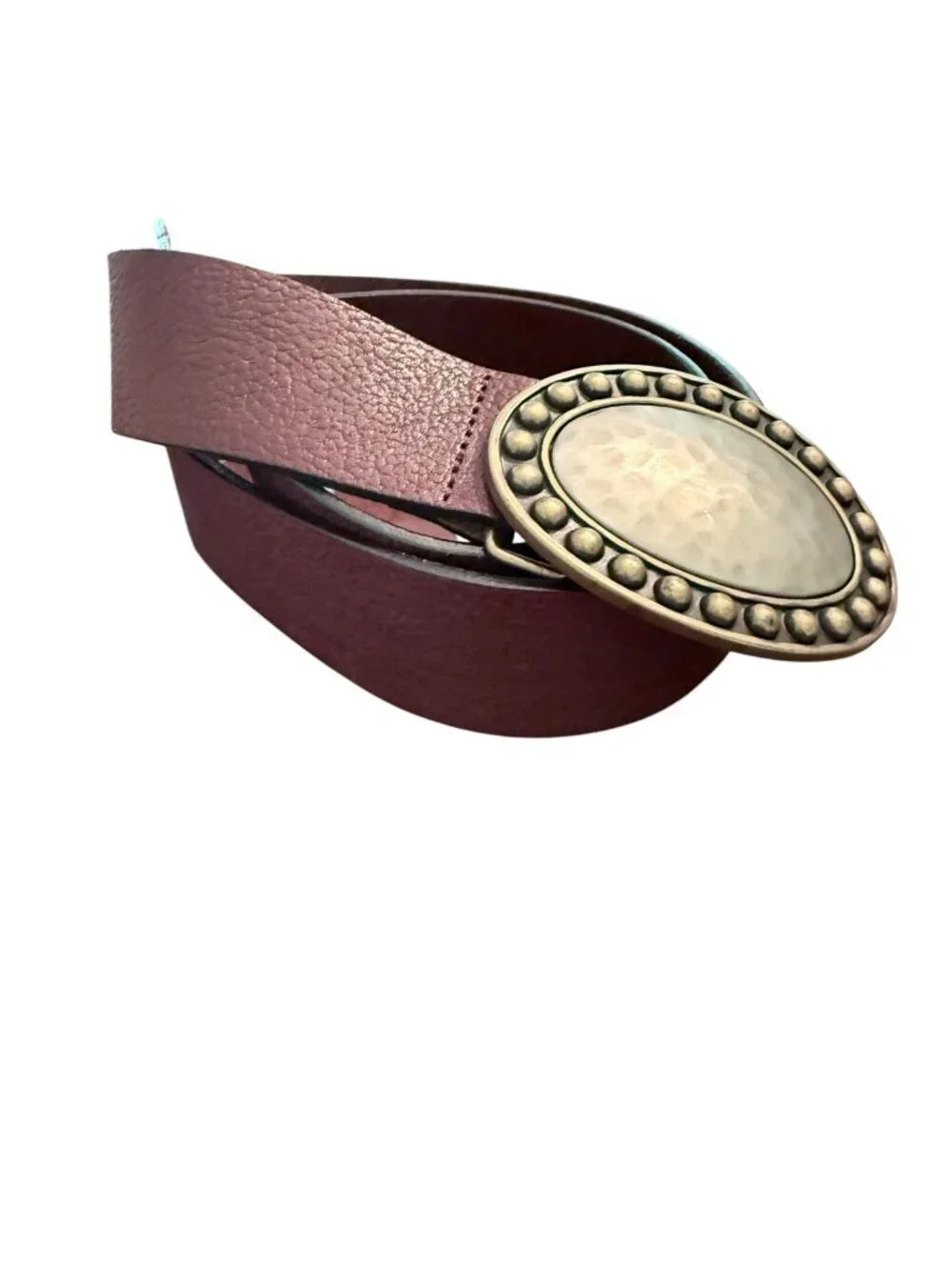 Fossil Women's Leather Belt Size Small Hammered Metal Buckle 1.5